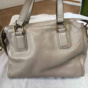 Fossil Leather Satchel Purse – Taupe/Beige